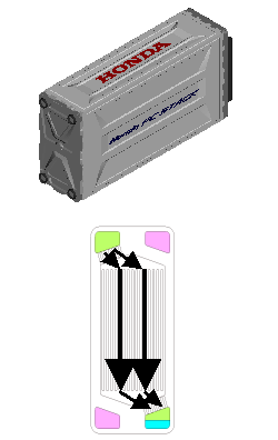 New stack layout (hydrogen and water flow vertically))