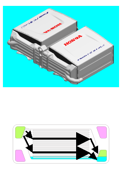 Previous stack layout (hydrogen and water flow vertically)