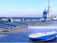 Honda solar cell installation on transport ship