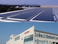Honda solar cell installation on office building at New Motorcycle Production Facility at Kumamoto Factory