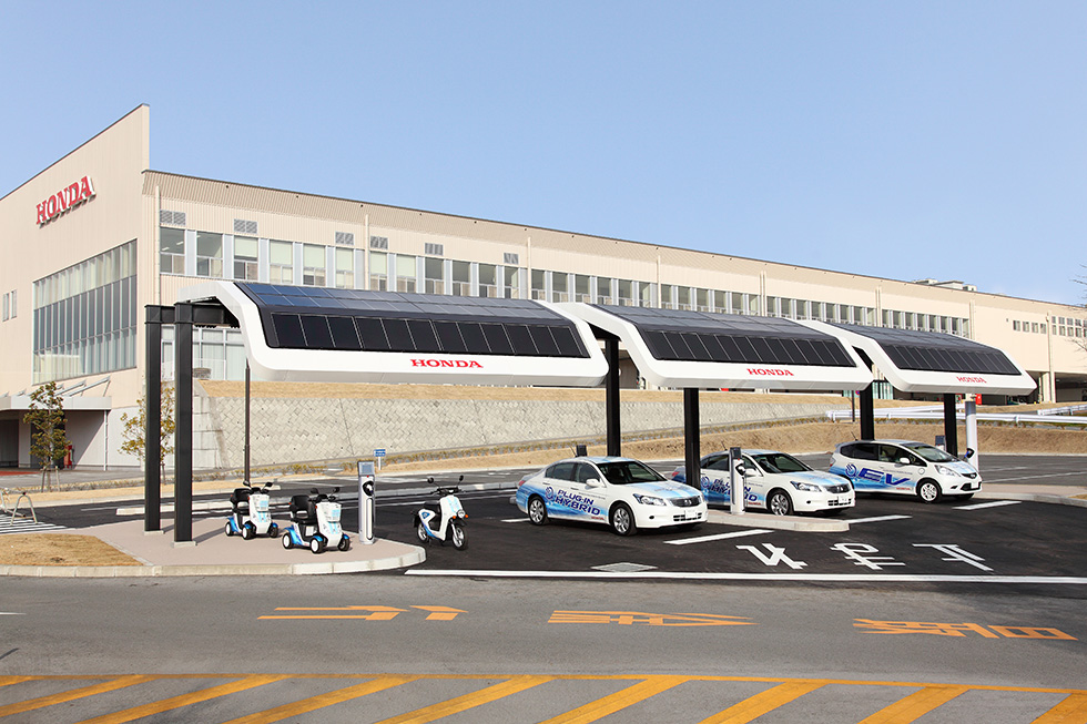 Testing vehicles and solar-powered charging station