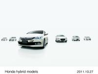 Honda hybrid lineup (from left, Freed Spike Hybrid, Freed Hybrid, Insight Exclusive CR-Z, Fit Hybrid, Fit Shuttle Hybrid)