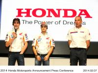 (from left) Marc Marquez, Dani Pedrosa, Repsol Honda Team Principal Livio Suppo