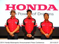 (from left) Helder Rodrigues, Joan Barreda, Team HRC Director Katsumi Yamazaki