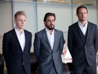 (from left) Kevin Magnussen, Fernando Alonso, Jenson Button