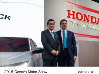 Honda CEO Takahiro Hachigo unveils the all-new Civic Hatchback Prototype at 2016 Geneva Motor Show