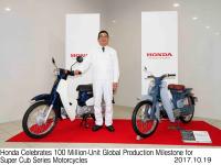 Takahiro Hachigo with the original and new Super Cubs