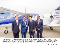 Chairman of Honsan General Aviation Co., Ltd. Mr. Zhou Yuxi, Honda Aircraft Company President & CEO Michimasa Fujino