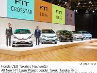 Honda CEO Takahiro Hachigo(L), All New FIT Large Project Leader Takeki Tanaka(R)