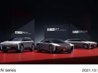 (Left to Right) e:N SUV Concept, e:N GT Concept and e:N COUPE Concept