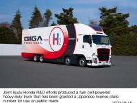 Joint Isuzu-Honda R&D efforts produced a fuel cell-powered heavy-duty truck that has been granted a Japanese license plate number for use on public roads