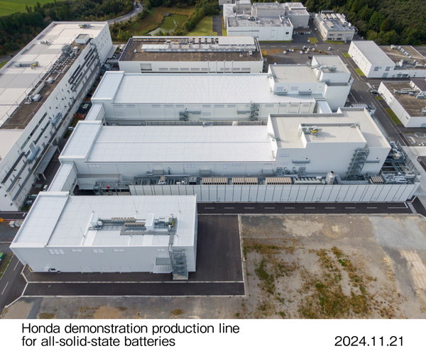 Overhead view of Honda demonstration production line for all-solid-state batteries