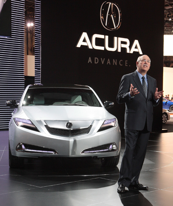 Jeff Conrad, vice president of Acura sales, unveiled the all-new Acura ZDX prototype during the vehicle's world debut at the New York International Auto Show today. The production version of the dramatically styled Acura ZDX goes on sale in the fall of 2009. The segment-bending ZDX features stunning coupe-like styling with the added benefit of a commanding presence and flexibility utility. For media information, please visit www.acuranews.com.Acura ZDX Prototype