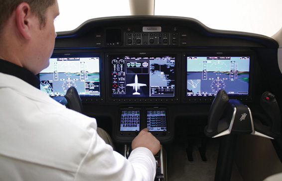 HondaJet flight deck mock-up interior