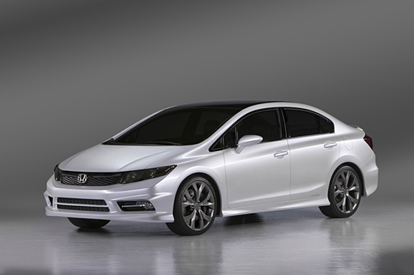 The Honda Civic Si Concept made its world debut at the 2011 North American International Auto Show (NAIAS) in Detroit on January 10, 2011. The exterior styling showcases the model's clean-yet-powerful lines with a steeply raked windshield, wide stance and pronounced character lines along the profile.