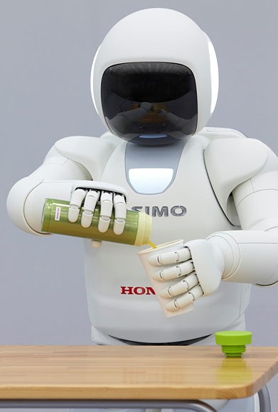 ASIMO has increased finger dexterity, allowing it to perform more intricate tasks.