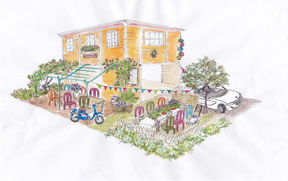 Display theme: The Delicious Garden &ldquo;The Hygge garden: Danish Rose and Potager&rdquo; (Illustration)