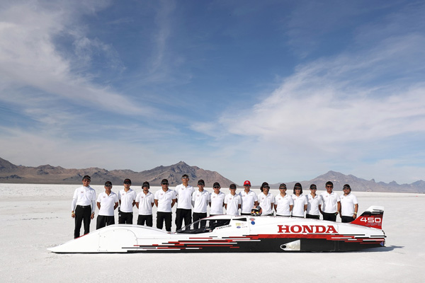 Engineers from Honda R&D in Japan posted a new FIA Land Speed Record and broke the speed record for a Honda-powered automobile last week in Bonneville, Utah.