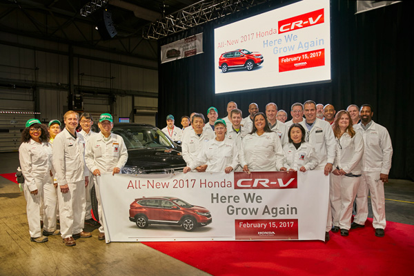 The Honda Manufacturing of Indiana team celebrates the start of production of the all-new 2017 CR-V.Image