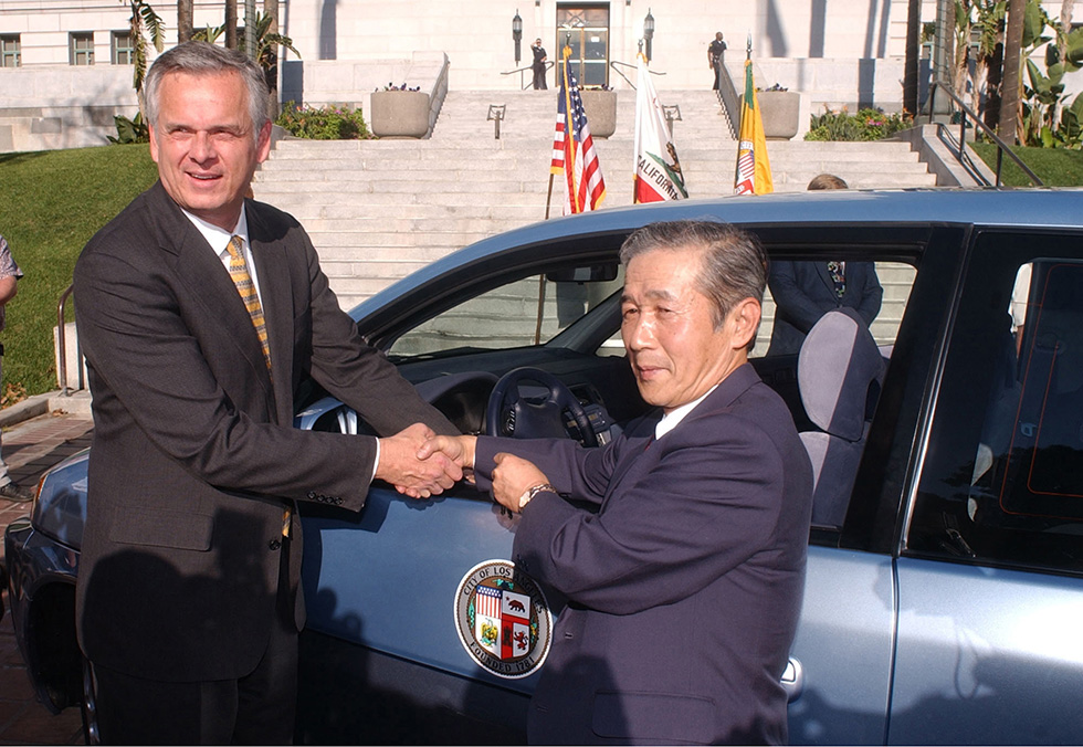 Vehicle delivery ceremony at Los Angeles City Hall