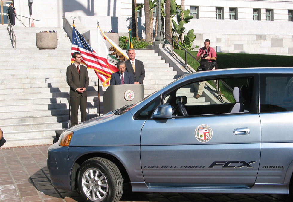 Vehicle delivery ceremony at Los Angeles City Hall