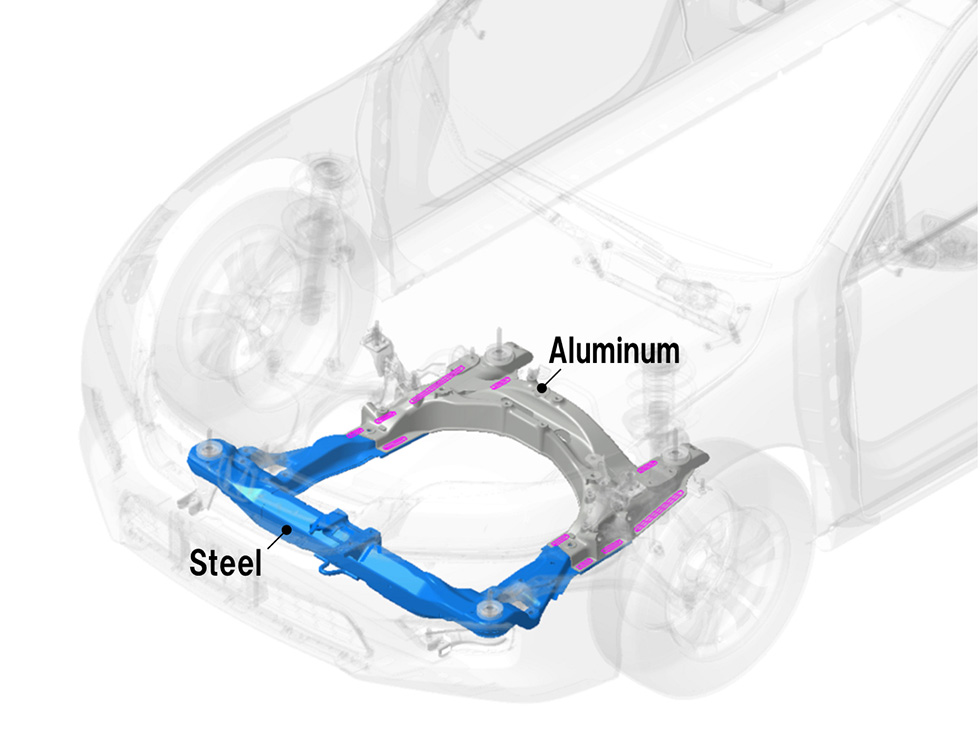 Honda Develops New Technology to Weld Together Steel and Aluminum and Achieves World’s First Application to the Frame of a Mass-production Vehicle - Hybrid-Structured Front Subframe Achieves Both Weight Reduction and Increased Rigidity -