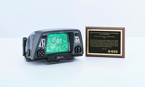 Honda Electro Gyrocator (left) and IEEE Milestone Plaque (right)