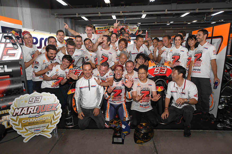 Marc and members of Repsol Honda Team