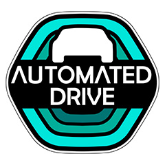 A sticker indicating it is an automated vehicle