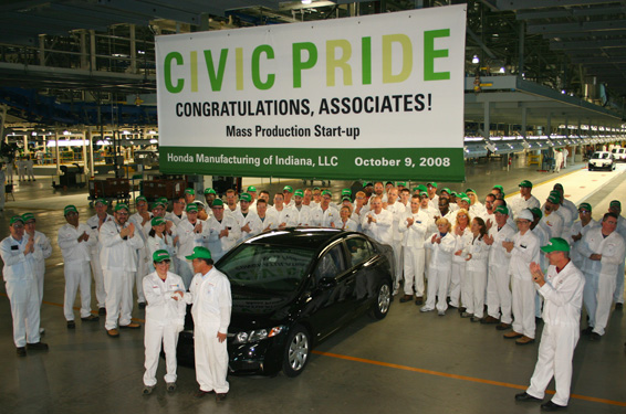 Honda Begins Mass Production of Civic Sedans in Indiana