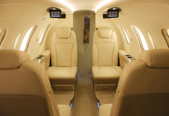 HondaJet interior with cabin management and IFE system