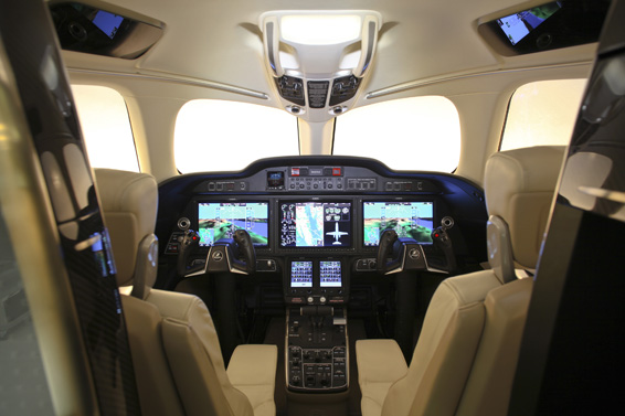 The HondaJet's flight deck is the most advanced available in any light jet and features a Honda-customized Garmin G3000 next-generation all-glass avionics system.