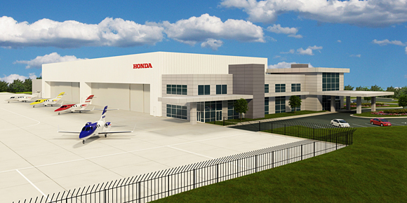 Honda Aircraft unveiled two renderings of the new 20,000 square foot HondaJet Maintenance Repair and Overhaul (MRO) facility to be built on its worldwide