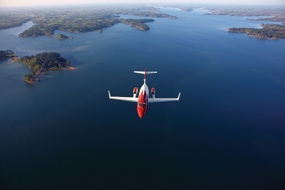 The HondaJet is the result of over 20 years of aviation research. Key HondaJet innovations include the optimal Over-The-Wing Engine Mount configuration to reduce drag, natural-laminar flow (NLF) technology and an advanced composite fuselage.