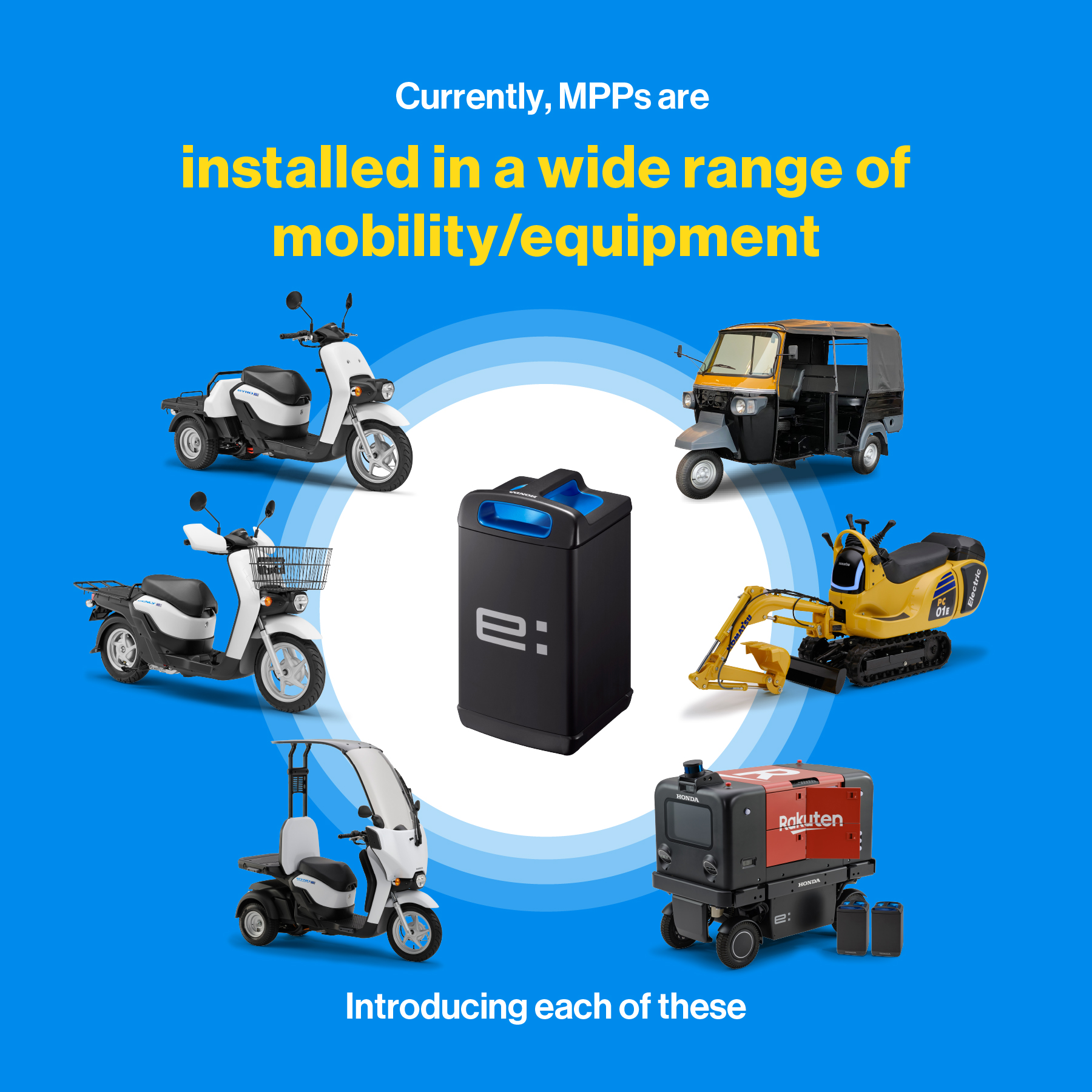 Honda's Mobile Power Pack is installed in a wide range of mobility vehicles and equipment