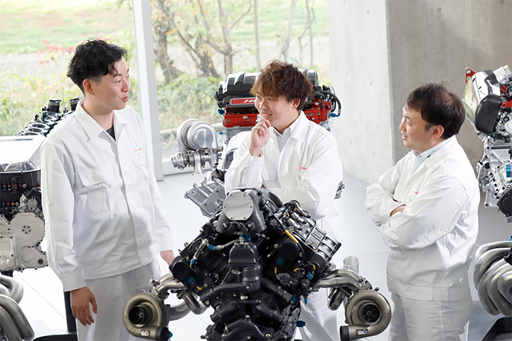 Even during breaks in the interview, the three engineers couldn’t resist talking about engines whenever one was nearby.