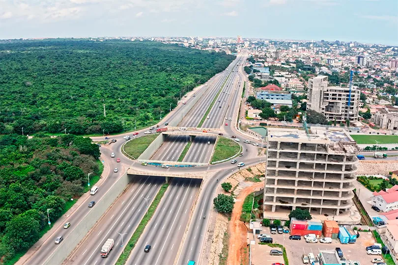 Aerial shot of Accra, capital city of Ghana