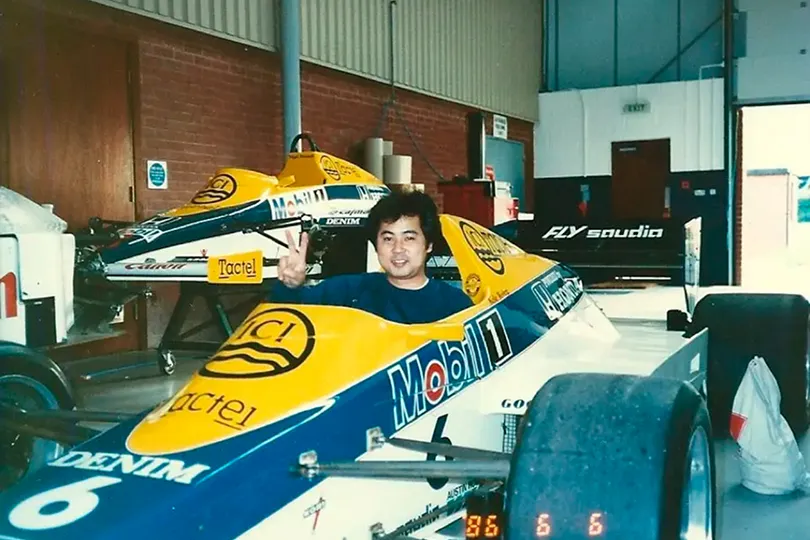 Asaki sits in the FW10 cockpit (1986)