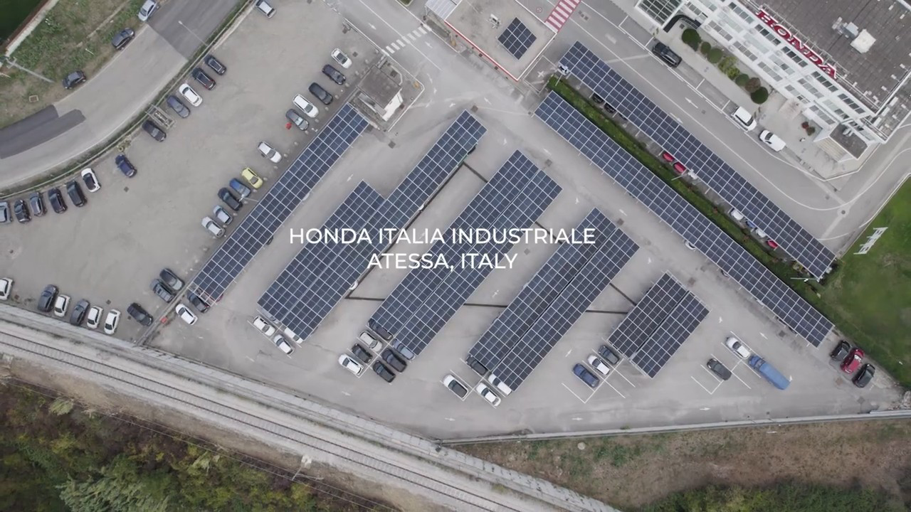 Solar plants on the facility rooftops, and in the parking area.