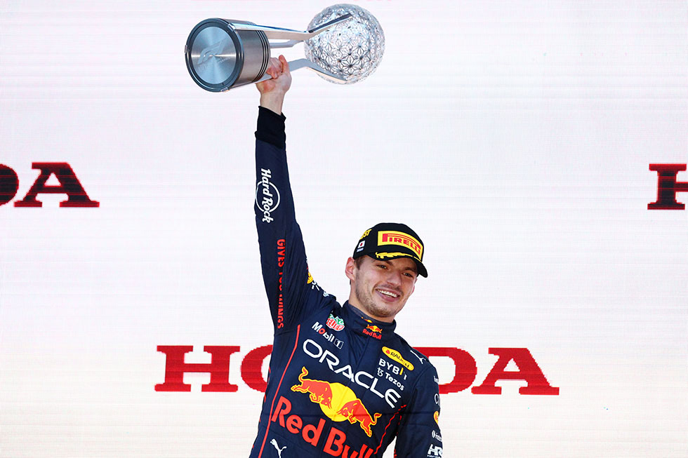 Max Verstappen on the podium