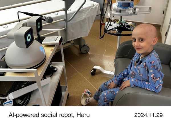 Children using Haru in the hospital