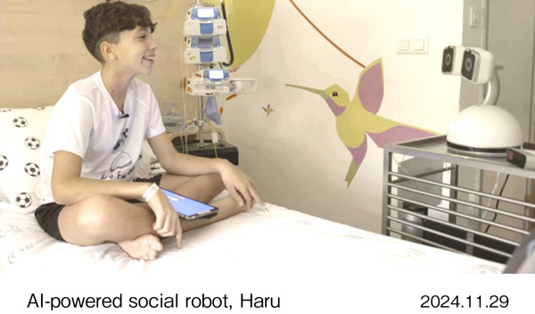 Children using Haru in the hospital