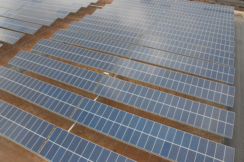 <Solar panels operating within Rojana Industrial Park>