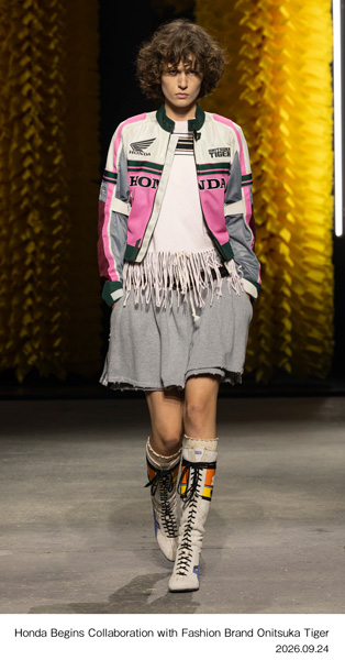 Model wearing the collaboration items