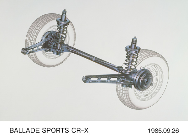 トレーリング式ビーム・リアサスペンション