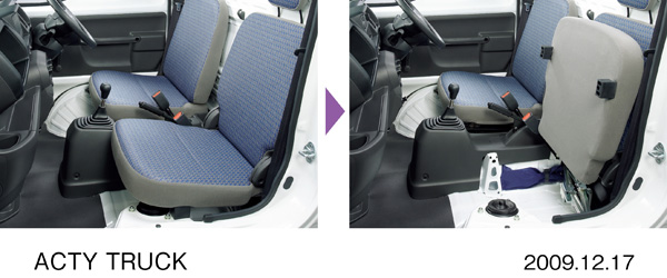 はね上げ機構付助手席シート＆助手席下収納部