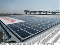 Hondaの薄膜太陽電池を設置した阪神甲子園球場(近景)