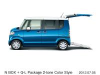 N BOX + G・Lパッケージ 2トーンカラースタイル (プレミアムダイナミックブルー・パール×タフタホワイト）オプション装着車