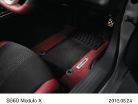 S660 Modulo X 専用フロアカーペットマット（デザインタイプ/ ボルドーレッド×ブラック/Modulo Xアルミ製エンブレム付）