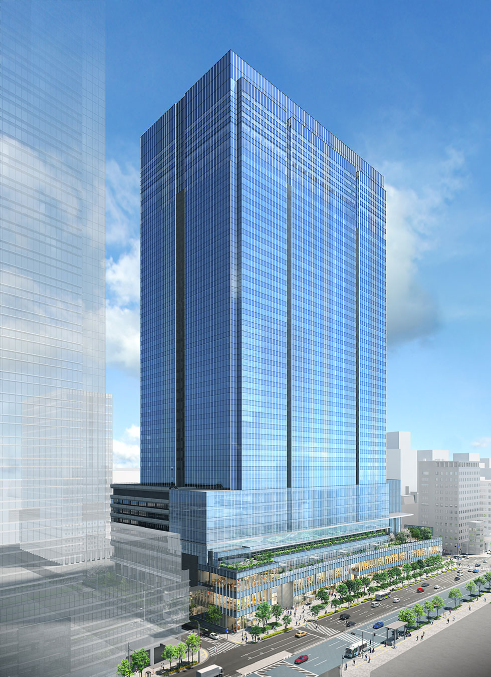 「八重洲二丁目中地区第一種市街地再開発事業」 外観イメージパース（東京駅八重洲口側）